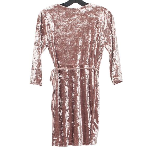 NWT Tobi Wrap Dress Velour Y2K Minimalist Cottage Romantic Dusty Rose Medium - Picture 2 of 6